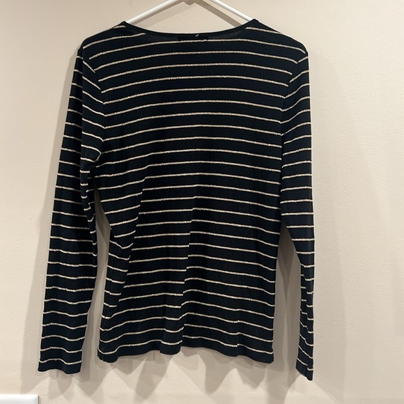 🔥Ralph Lauren Black and Shimmer Gold Striped Top🔥 - Picture 2 of 7